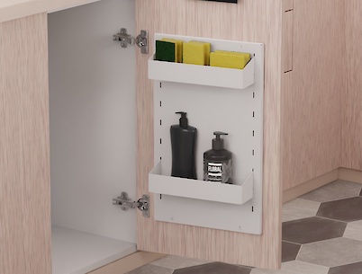 Металлический кухонный органайзер 350мм на фасад с 2 полками, белый