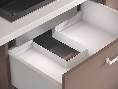 Обід металевий для сифона в шухляду під мийку білий