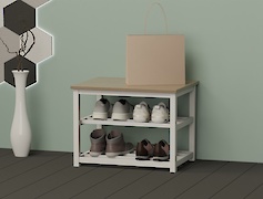 Банкетка металлическая разборная для прихожей 600мм, белая