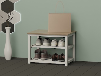 Банкетка металева розбірна в передпокій 600мм, біла