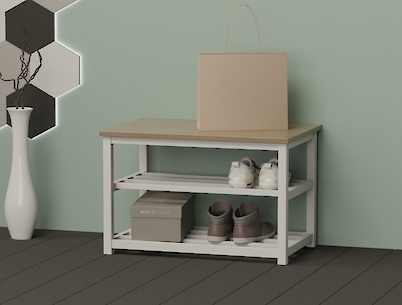 Банкетка металева розбірна в передпокій 700мм, біла