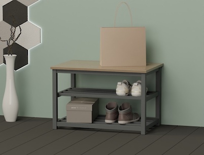 Банкетка металева розбірна в передпокій 700мм, графіт