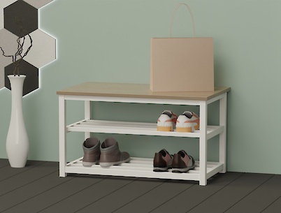 Банкетка металева розбірна в передпокій 800мм, біла