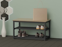 Банкетка металева розбірна в передпокій 800мм, графіт