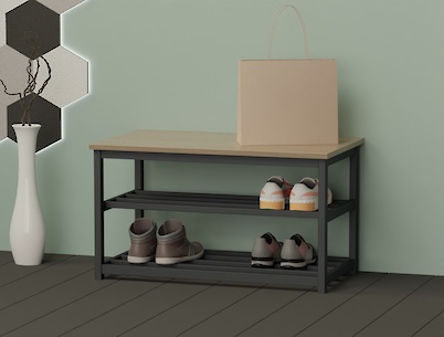 Банкетка металева розбірна в передпокій 800мм, графіт