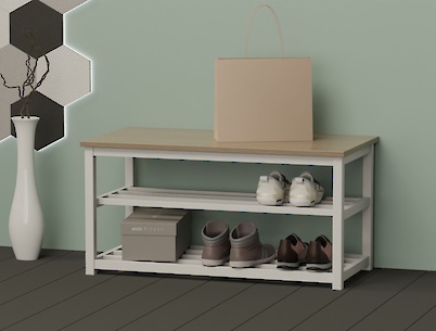 Банкетка металлическая разборная для прихожей 900мм, белая