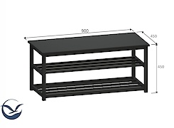 Банкетка металева розбірна в передпокій 900мм, графіт