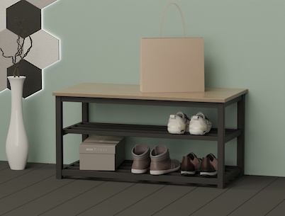 Банкетка металлическая разборная для прихожей 900мм, черная