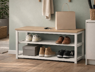 Банкетка металлическая разборная для прихожей 1000мм, белая