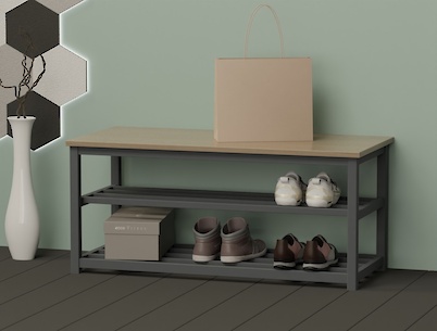 Банкетка металлическая разборная для прихожей 1000мм, графит