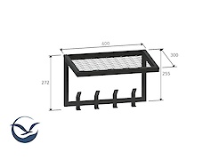Вешалка металлическая с полкой из сетки для прихожей 400мм, белая