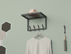 Вішалка металева з полицею для передпокою 400мм, графіт