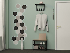 Вешалка металлическая с полкой из сетки для прихожей 400мм, черная