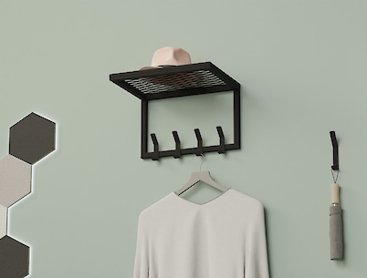 Вешалка металлическая для прихожей 400мм, черная