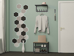 Вешалка металлическая с полкой из сетки для прихожей 500мм, графит