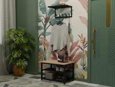 Вішалка металева з полицею для передпокою 500мм, чорна