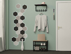 Вішалка металева з полицею для передпокою 500мм, чорна