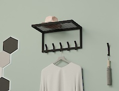 Вішалка металева з полицею для передпокою 500мм, чорна