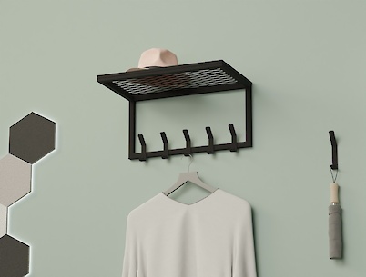 Вешалка металлическая для прихожей 500мм, черная