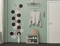 Вішалка металева з полицею для передпокою 600мм, біла