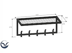 Вішалка металева з полицею для передпокою 600мм, графіт