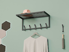 Вішалка металева з полицею для передпокою 600мм, графіт