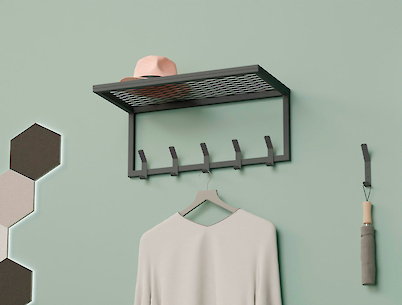 Вешалка металлическая для прихожей 600мм, графит