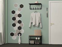 Вішалка металева з полицею для передпокою 600мм, чорна