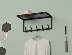 Вішалка металева з полицею для передпокою 600мм, чорна