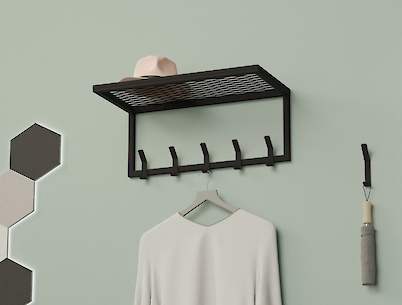 Вешалка металлическая для прихожей 600мм, черная