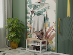 Вішалка металева з полицею для передпокою 700мм, біла