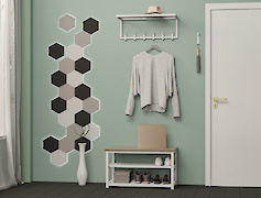 Вішалка металева з полицею для передпокою 700мм, біла