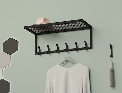 Вешалка металлическая для прихожей 700мм, черная