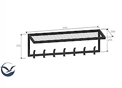 Вішалка металева з полицею для передпокою 800мм, біла