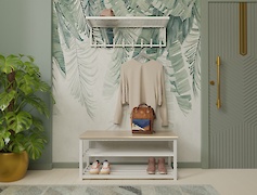 Вішалка металева з полицею для передпокою 800мм, біла