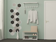 Вішалка металева з полицею для передпокою 800мм, біла