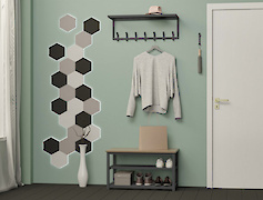 Вешалка металлическая с полкой из сетки для прихожей 800мм, графит