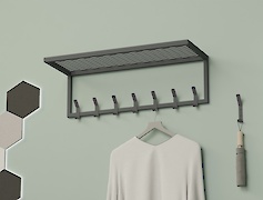 Вешалка металлическая с полкой из сетки для прихожей 800мм, графит