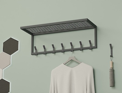 Вешалка металлическая для прихожей 800мм, графит