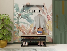 Вешалка металлическая с полкой из сетки для прихожей 800мм, черная