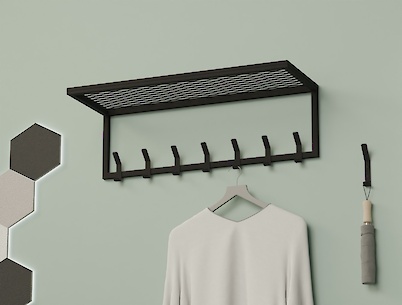 Вешалка металлическая для прихожей 800мм, черная