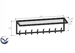 Вішалка металева з полицею для передпокою 900мм, біла