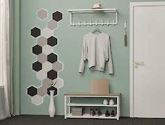 Вішалка металева з полицею для передпокою 900мм, біла