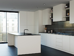 кухня з MDF панелями LuxeForm Acryl Белая ночь