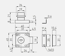 Замок мебельный GTV KM-138​​​​​​​ квадратный с ключом черный