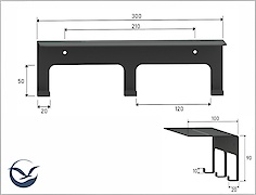 Полиця з гачками В-23 300мм, графіт