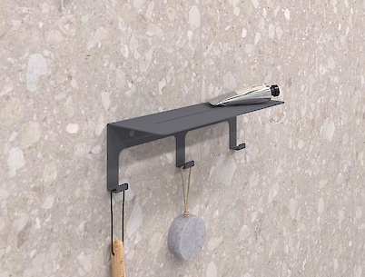 Полиця з гачками В-23 300мм, графіт