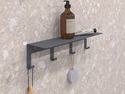 Полиця з гачками В-23 400мм, графіт