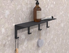 Полиця з гачками В-23 400мм, чорний