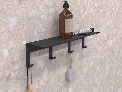 Полиця з гачками В-23 400мм, чорний